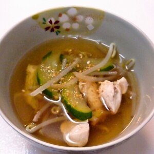 きゅうりと鶏むね肉の中華風スープ